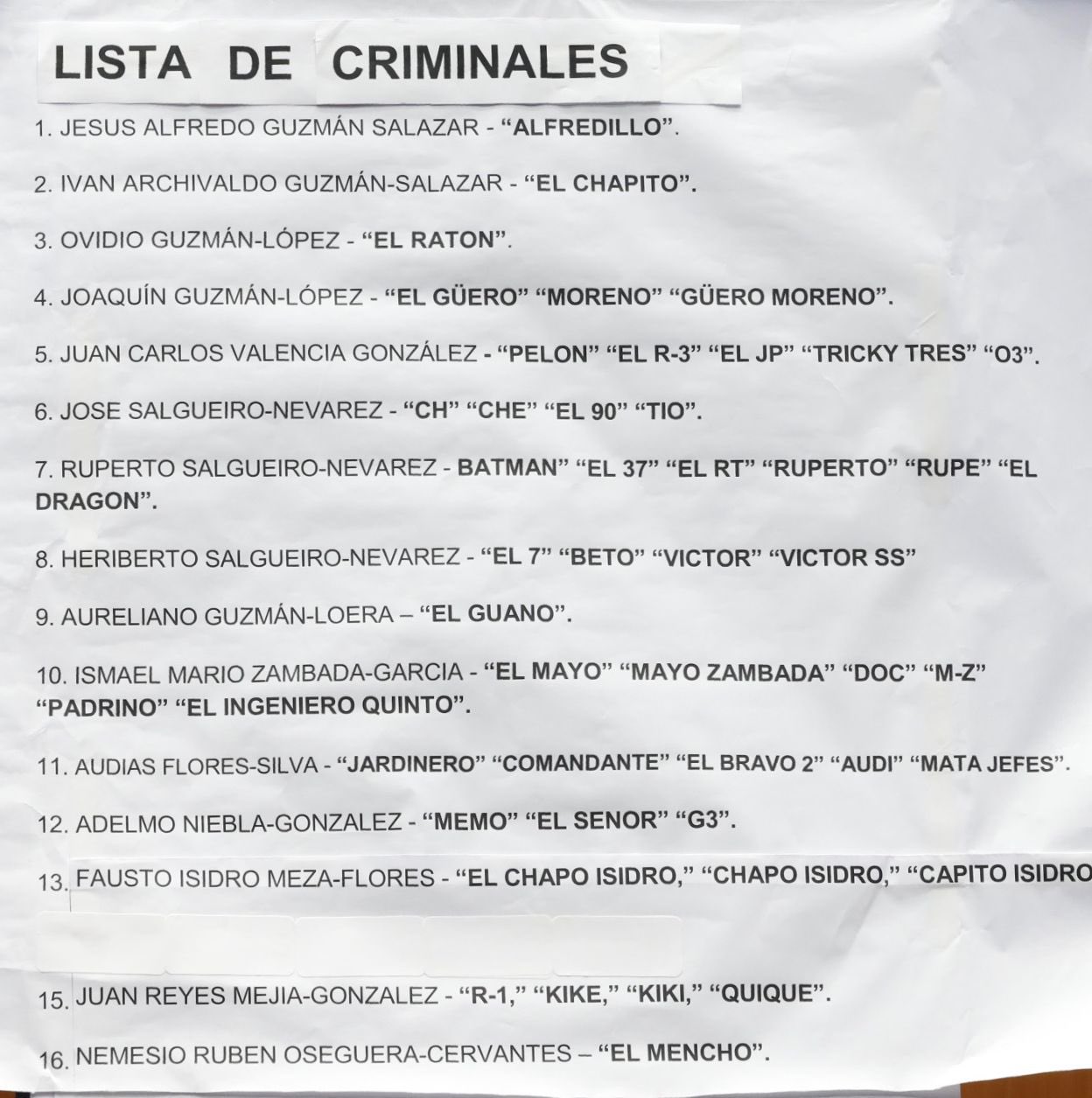 lista criminales